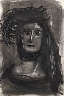 Glen Davis Portrait in Black Work on Paper