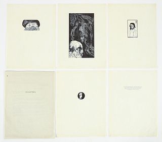 Leonard Baskin Peregrine Press portfolio with 4 Etchings