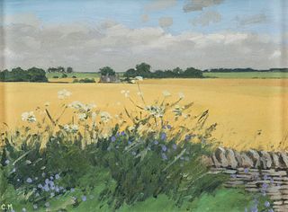 Christopher Miers oil Wheatfields Gloucestershire