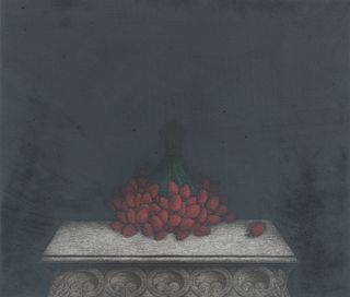 Tomoe Yokoi framed color mezzotint Strawberries
