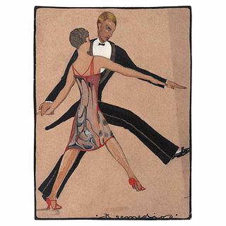 REMEDIOS VARO, Paso de baile, 1932, Firmada, Tinta, acuarela y gouache sobre papel, 17 x 12.5 cm