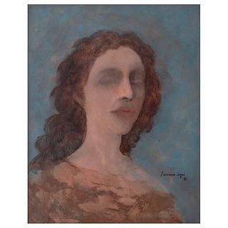 FRANCISCO CORZAS, Retrato de mujer, Firmado y fechado 76, Óleo sobre tela, 70 x 55.5 cm, Con dictamen