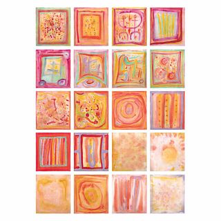 PEDRO CORONEL, Biombo multicolor, ca. 1962, Sin firma, Acuarela sobre papel, 26.5 x 23.5 cm cada uno, Con certificado, Piezas: 20