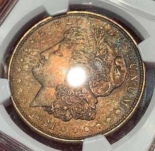 Toned 1921 Morgan Silver Dollar NGC MS63