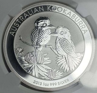 2013-P Australia Kookaburra .999 Silver Dollar NGC MS70 Early Releases