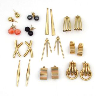 Eight pairs 14K Gold Earring Jackets and Four Studs