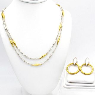 Gurhan 22K Gold & Sterling Silver Necklace and Earrings