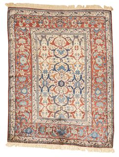 Extremely Fine and Rare Silk Heriz Rug 4'6" x 5'9" (1.37 x 1.75 M)