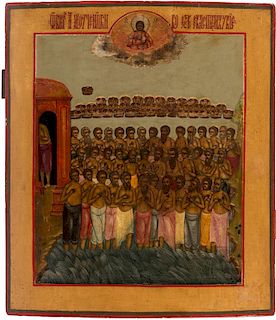 A RUSSIAN ICON OF THE FORTY MARTYRS OF SEBASTE, 19TH CENTURY
