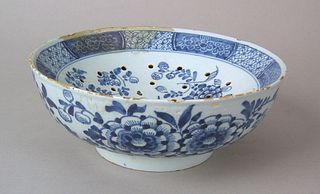 English blue and white cress dish, ca. 1750, withi