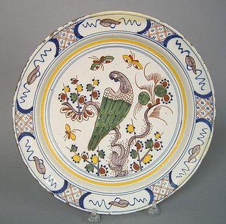 Dutch delft charger, mid 18th c., with polychromee