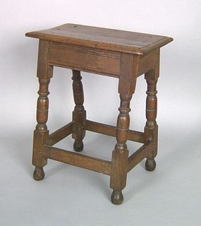 William & Mary white oak joint stool, ca. 1710, po