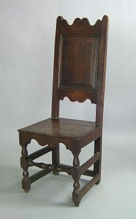Charles II joined oak side chair, ca. 1680, with s