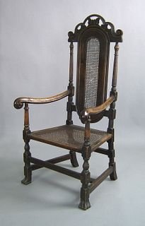 English William & Mary walnut armchair, ca. 1700,i