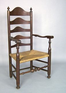 Pennsylvania maple ladderback armchair, late 18th.