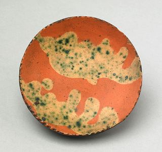 Redware toddy plate, probably Hartford, Connecticu