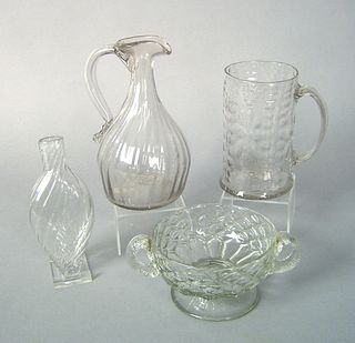 Clear blown molded glass sugar bowl, late 19th c.,