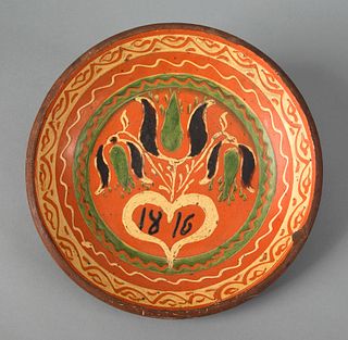 Southeastern Pennsylvania slipware plate dated 181