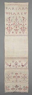 Pennsylvania silk on linen cross stitch show towel