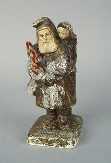 Chalk Santa Claus figure, late 19th c., with polyc