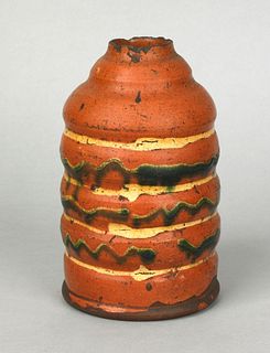 North Carolina redware canister, ca. 1800, of coil