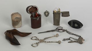 Objets de virtu to include chatelaine, 2 snuff box