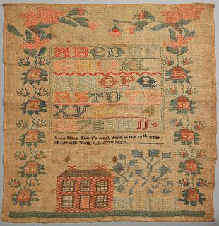 York, Pennsylvania silk on linen needlework dated8