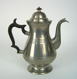 Philadelphia pewter coffee pot, ca. 1839-1841, bea