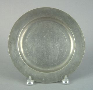 Philadelphia pewter plate, ca. 1800, bearing the m