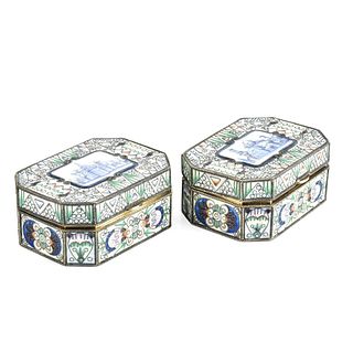 Russian Enamel Silver Gilt Boxes