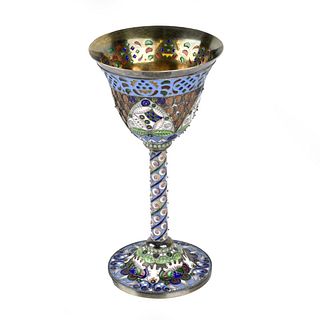 Russian Enamel Silver Gilt Goblet