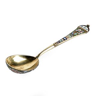 Russian Enamel Silver Gilt Tablespoon
