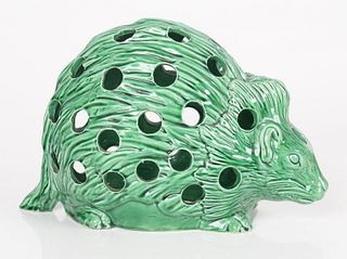 A Wedgwood Green Glazed Hedgehog Crocus Pot