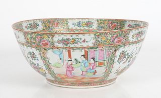Chinese Porcelain Rose Medallion Punch Bowl