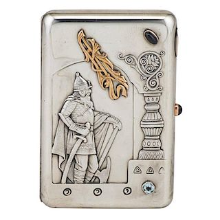 15 ARTEL JEWELED 84 SILVER CIGARETTE CASE, MOSCOW