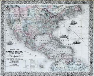 Stylish and deocrative map of the United States and West Indies