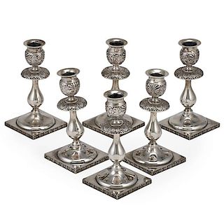SET OF IMPERIAL ERA RUSSIAN SILVER CANDLESTICKS