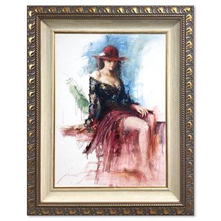 Pino (1939-2010), "Melissa" Framed Original Oil Painting on Board, Hand Signed with Letter of Authenticity.