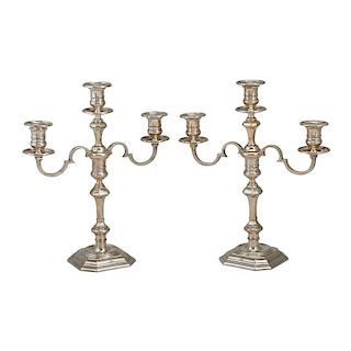 PAIR OF ENGLISH STERLING CANDELABRA