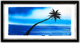 Wyland- Original Watercolor Painting on Deckle Edge Paper "Palms Trees"