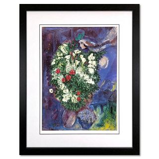 Marc Chagall (1887-1985), "Bouquet with Flying Lover" Framed Offset Lithograph with Letter of Authenticity.