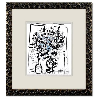 Marc Chagall (1887-1985), "The Black and Blue Bouquet" Framed Lithograph with Letter of Authenticity.