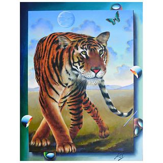 Ferjo, "Tiger" Original Painting on Canvas, Hand Signed with Letter of Authenticity.