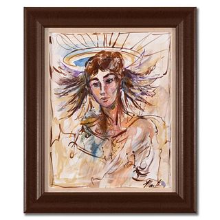 Marta Wiley, Framed Original Mixed Media Painting on Canvas, Hand Signed and Thumb Printed with Letter of Authenticity.