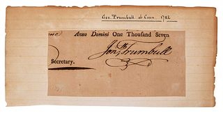Governor Jonathan Trumbull Cut Signature 