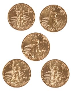 (Five) Tenth-Ounce American Gold Eagle Coins 