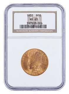 1932 Indian $10 Gold Coin, NGC Graded 