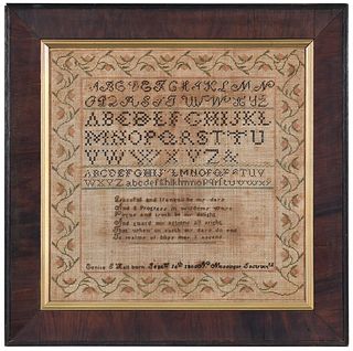Framed 19th Century Alphabetic Needlework Sampler
