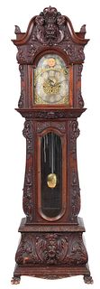 Renaissance Revival Carved Mahogany Tall Case Clock