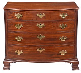American Chippendale Figure Mahogany Bowfront Chest